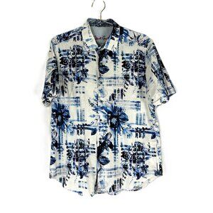 Robert Graham Linen Blend Abstract Floral Print Button Shirt M Classic Fit